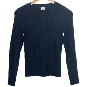 NEW Abercrombie & Fitch Black Ribbed Knit Long Sleeve Crewneck Sweater Size S